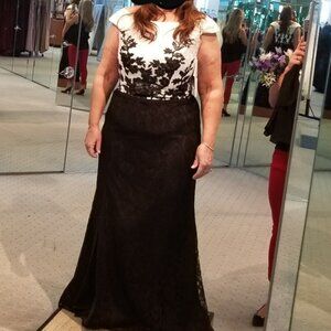 Black and white sequin formal dress